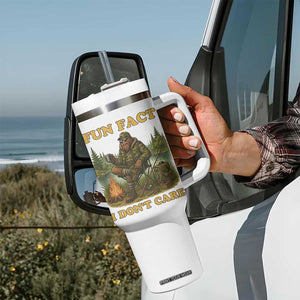 Funny Bigfoot Sarcastic Tumbler With Handle Fun Fact I Don Not Care Sasquatch Camping TS14 Print Your Wear