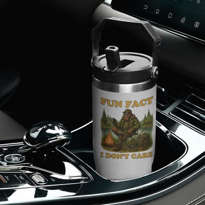 Funny Bigfoot Sarcastic Flip Straw Tumbler Fun Fact I Don Not Care Sasquatch Camping TS14 Print Your Wear