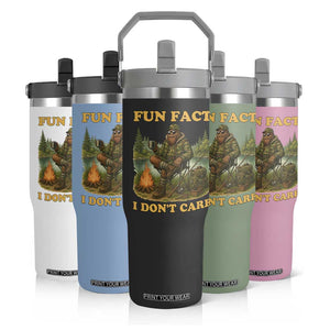 Funny Bigfoot Sarcastic Flip Straw Tumbler Fun Fact I Don Not Care Sasquatch Camping TS14 Print Your Wear