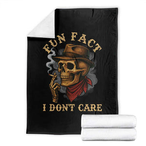 Funny Skull Sarcastic Throw Blanket Fun Fact I Don Not Care TS14 Black Print Your Wear