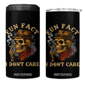 Funny Skull Sarcastic 4 in 1 Can Cooler Tumbler Fun Fact I Don Not Care TS14 One Size: 16 oz Black Print Your Wear