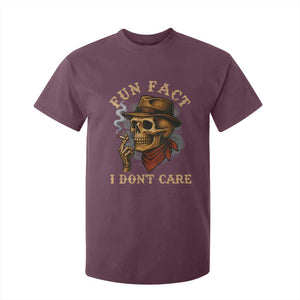 Funny Skull Sarcastic T Shirt For Kid Fun Fact I Don Not Care TS14 Maroon Print Your Wear