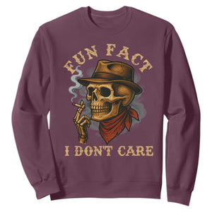 Funny Skull Sarcastic Sweatshirt Fun Fact I Don Not Care TS14 Maroon Print Your Wear