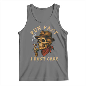 Funny Skull Sarcastic Tank Top Fun Fact I Don Not Care TS14 Black Heather Print Your Wear