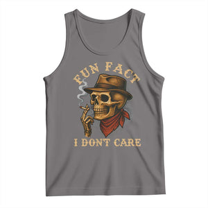Funny Skull Sarcastic Tank Top Fun Fact I Don Not Care TS14 Deep Heather Print Your Wear