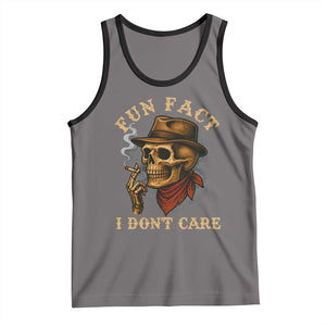 Funny Skull Sarcastic Tank Top Fun Fact I Don Not Care TS14 Deep Heather Black Print Your Wear