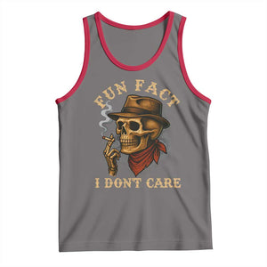 Funny Skull Sarcastic Tank Top Fun Fact I Don Not Care TS14 Deep Heather Red Print Your Wear