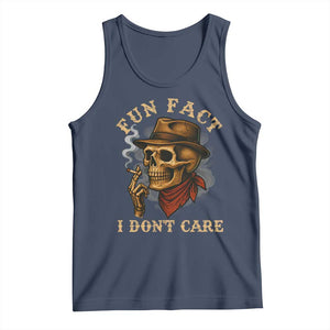 Funny Skull Sarcastic Tank Top Fun Fact I Don Not Care TS14 Navy Print Your Wear