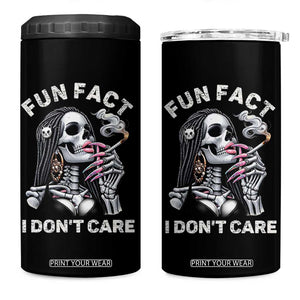 Funny Skeleton Smoking 4 in 1 Can Cooler Tumbler Fun Fact I Don Not Care Sarcastic Women Skull TS14 One Size: 16 oz Black Print Your Wear