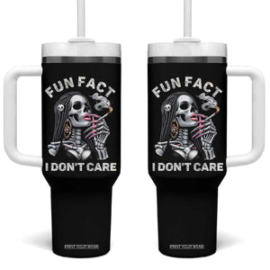 Funny Skeleton Smoking Tumbler With Handle Fun Fact I Don Not Care Sarcastic Women Skull TS14 One Size: 40 oz Black Print Your Wear