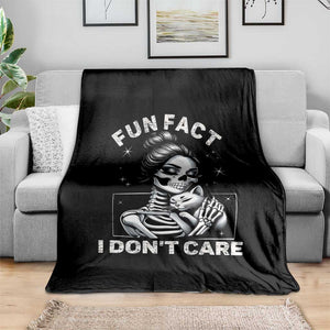 Funny Skeleton Sarcastic Throw Blanket Fun Fact I Don Not Care Cat Lover TS14 Print Your Wear