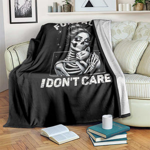 Funny Skeleton Sarcastic Throw Blanket Fun Fact I Don Not Care Cat Lover TS14 Print Your Wear