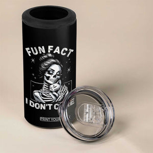 Funny Skeleton Sarcastic 4 in 1 Can Cooler Tumbler Fun Fact I Don Not Care Cat Lover TS14 Print Your Wear