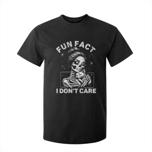 Funny Skeleton Sarcastic T Shirt For Kid Fun Fact I Don Not Care Cat Lover TS14 Black Print Your Wear