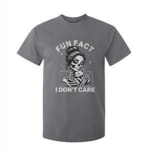 Funny Skeleton Sarcastic T Shirt For Kid Fun Fact I Don Not Care Cat Lover TS14 Charcoal Print Your Wear