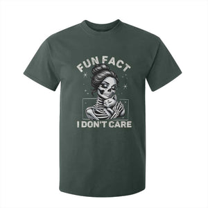 Funny Skeleton Sarcastic T Shirt For Kid Fun Fact I Don Not Care Cat Lover TS14 Dark Forest Green Print Your Wear
