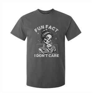 Funny Skeleton Sarcastic T Shirt For Kid Fun Fact I Don Not Care Cat Lover TS14 Dark Heather Print Your Wear
