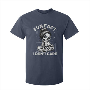 Funny Skeleton Sarcastic T Shirt For Kid Fun Fact I Don Not Care Cat Lover TS14 Navy Print Your Wear