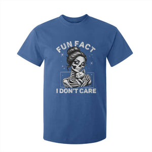 Funny Skeleton Sarcastic T Shirt For Kid Fun Fact I Don Not Care Cat Lover TS14 Royal Blue Print Your Wear