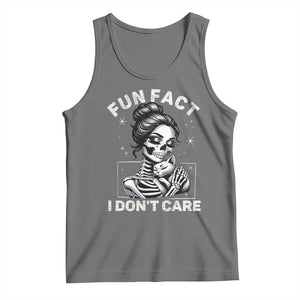 Funny Skeleton Sarcastic Tank Top Fun Fact I Don Not Care Cat Lover TS14 Black Heather Print Your Wear