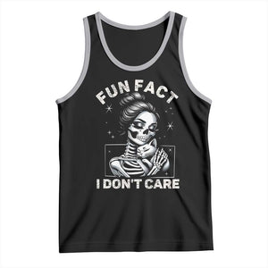 Funny Skeleton Sarcastic Tank Top Fun Fact I Don Not Care Cat Lover TS14 Black Athletic Heather Print Your Wear