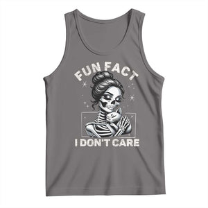 Funny Skeleton Sarcastic Tank Top Fun Fact I Don Not Care Cat Lover TS14 Deep Heather Print Your Wear