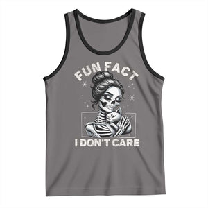Funny Skeleton Sarcastic Tank Top Fun Fact I Don Not Care Cat Lover TS14 Deep Heather Black Print Your Wear