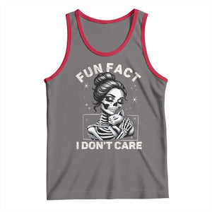 Funny Skeleton Sarcastic Tank Top Fun Fact I Don Not Care Cat Lover TS14 Deep Heather Red Print Your Wear