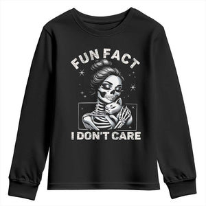 Funny Skeleton Sarcastic Youth Sweatshirt Fun Fact I Don Not Care Cat Lover TS14 Black Print Your Wear