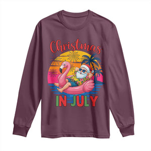 Funny Hawaiian Christmas Long Sleeve Shirt Santa Beach Tropical Xmas TS14 Maroon Print Your Wear