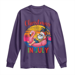 Funny Hawaiian Christmas Long Sleeve Shirt Santa Beach Tropical Xmas TS14 Purple Print Your Wear