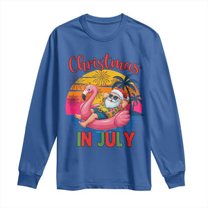 Funny Hawaiian Christmas Long Sleeve Shirt Santa Beach Tropical Xmas TS14 Royal Blue Print Your Wear