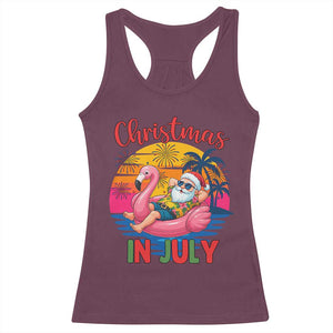 Funny Hawaiian Christmas Racerback Tank Top Santa Beach Tropical Xmas TS14 Maroon Print Your Wear