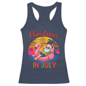 Funny Hawaiian Christmas Racerback Tank Top Santa Beach Tropical Xmas TS14 Navy Print Your Wear