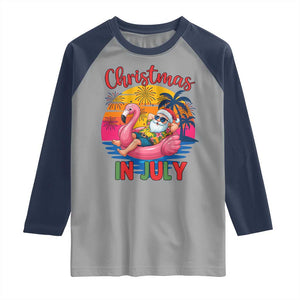 Funny Hawaiian Christmas Raglan Shirt Santa Beach Tropical Xmas TS14 Sport Gray Navy Print Your Wear