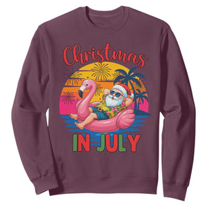 Funny Hawaiian Christmas Sweatshirt Santa Beach Tropical Xmas TS14 Maroon Print Your Wear