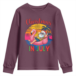 Funny Hawaiian Christmas Youth Sweatshirt Santa Beach Tropical Xmas TS14 Maroon Print Your Wear