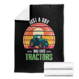 Funny Farmer Throw Blanket Just A Boy Who Loves Tractors TS14 Black Print Your Wear