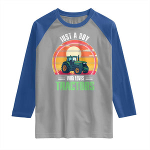 Funny Farmer Raglan Shirt Just A Boy Who Loves Tractors TS14 Sport Gray Royal Print Your Wear