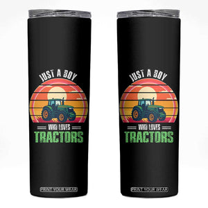 Funny Farmer Skinny Tumbler Just A Boy Who Loves Tractors TS14 Black Print Your Wear