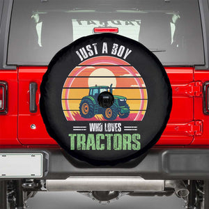 Funny Farmer Spare Tire Cover Just A Boy Who Loves Tractors TS14 Black Print Your Wear
