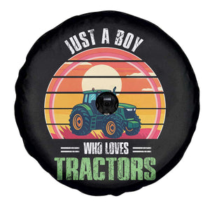 Funny Farmer Spare Tire Cover Just A Boy Who Loves Tractors TS14 Print Your Wear