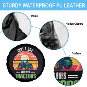 Funny Farmer Spare Tire Cover Just A Boy Who Loves Tractors TS14 Print Your Wear