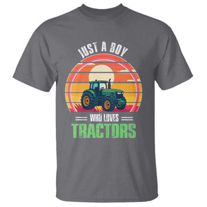Funny Farmer T Shirt Just A Boy Who Loves Tractors TS14 Charcoal Print Your Wear