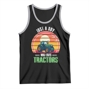 Funny Farmer Tank Top Just A Boy Who Loves Tractors TS14 Black Athletic Heather Print Your Wear