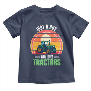 Funny Farmer Toddler T Shirt Just A Boy Who Loves Tractors TS14 Navy Print Your Wear