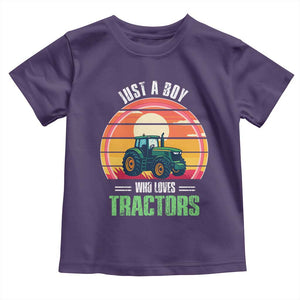 Funny Farmer Toddler T Shirt Just A Boy Who Loves Tractors TS14 Purple Print Your Wear
