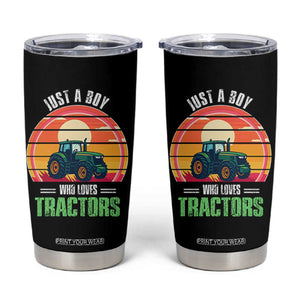 Funny Farmer Tumbler Cup Just A Boy Who Loves Tractors TS14 Black Print Your Wear