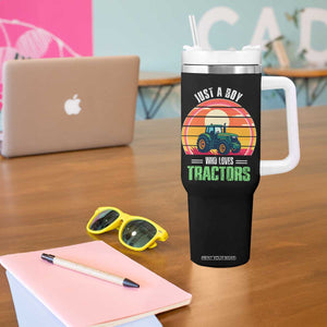 Funny Farmer Tumbler With Handle Just A Boy Who Loves Tractors TS14 Print Your Wear
