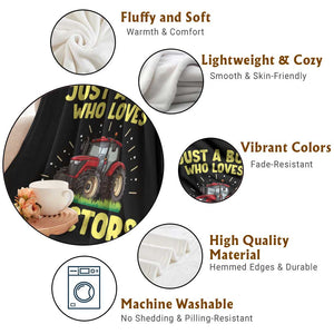 Funny Farming Tractor Throw Blanket Just A Boy Who Loves Tractors TS14 Print Your Wear